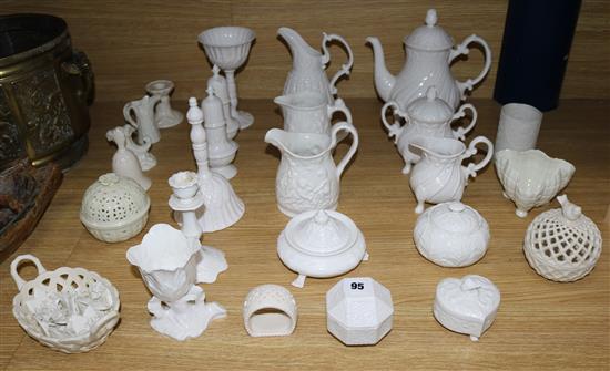 A collection of white glazed ceramics